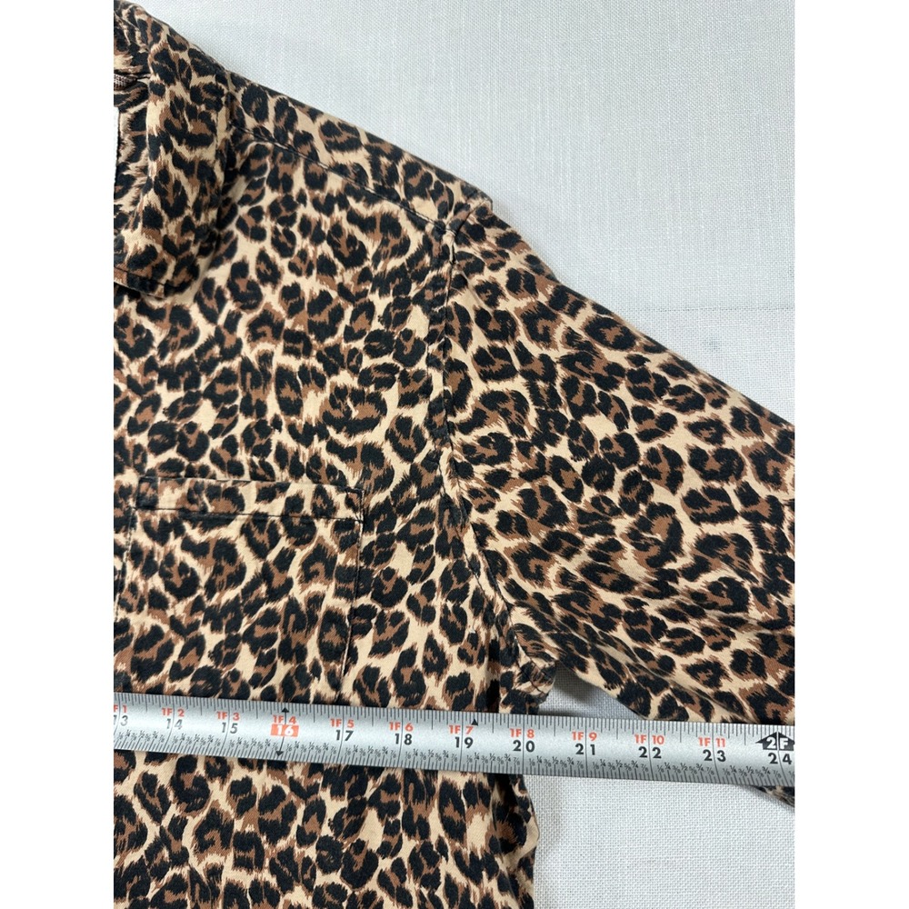 Aerie Womens Leopard Print Button Down Shirt Long Sleeve Brown XS - Picture 7 of 8